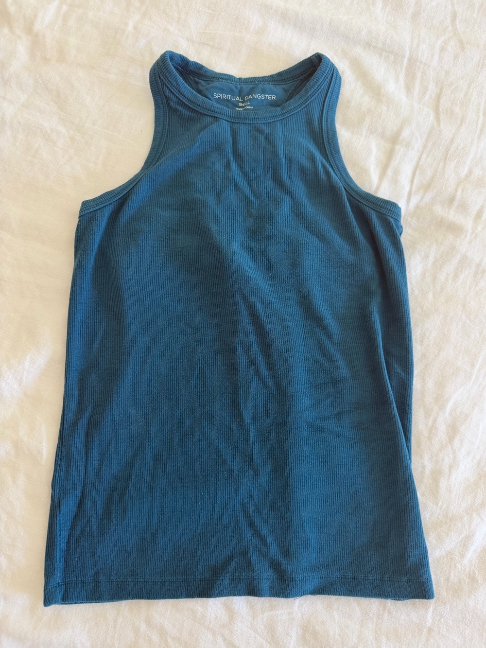 Spiritual Gangster Deep Teal Ribbed Racerback Tank
